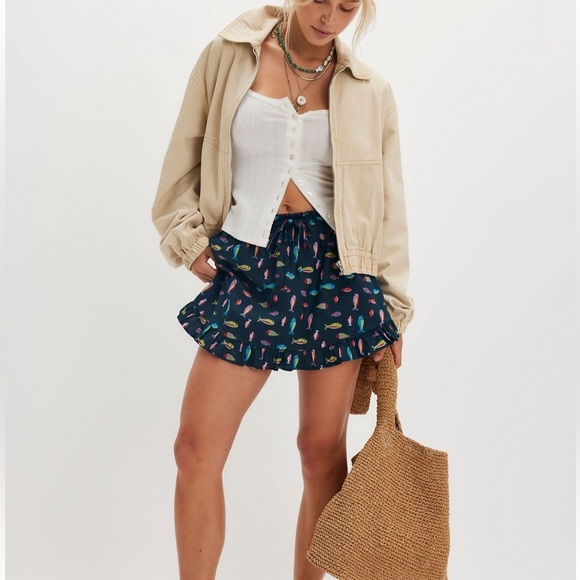 NWT Free People Ellia Printed Set in Navy - Picture 4 of 7